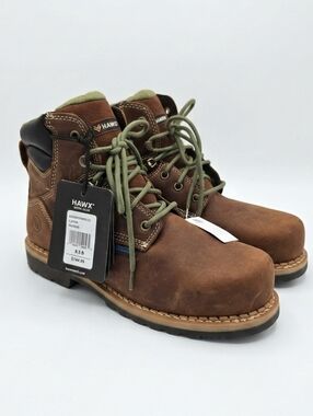 HAWX Men's Brown Work Boots with Lace-Up Ankle Support